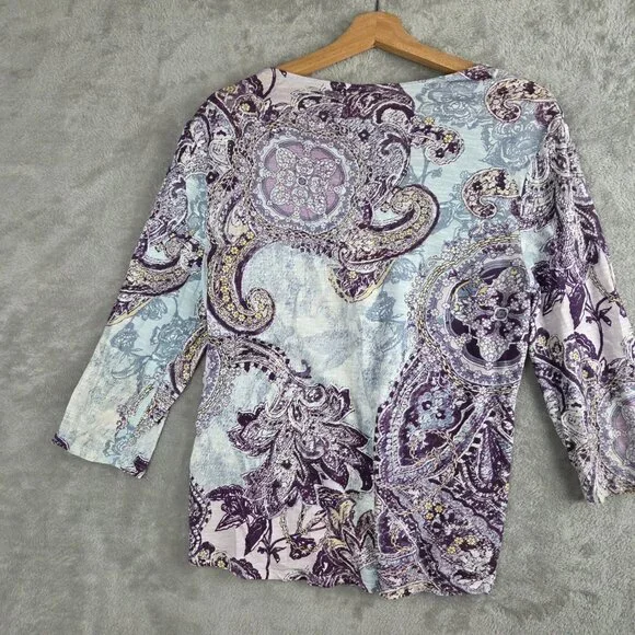 Chico's Paisley Scoop Neck Top, Small - Picture 4 of 7